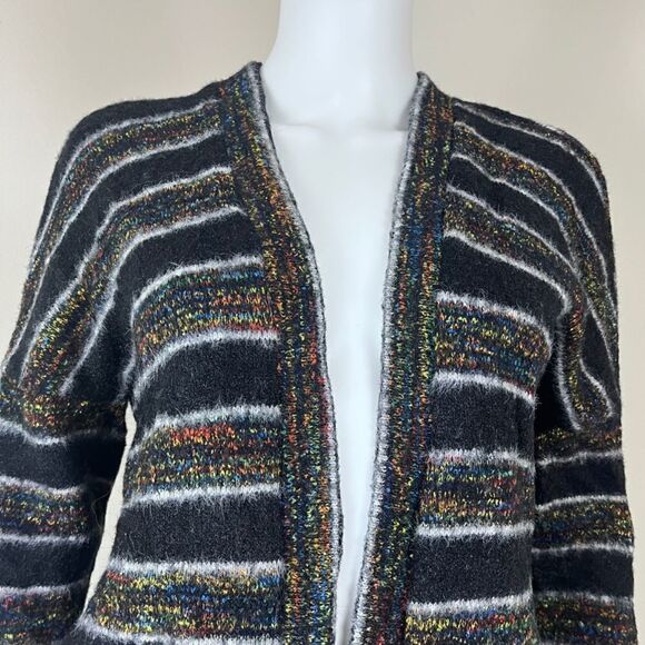 Modcloth Women Size M Blue Eyelash Stripped Open Front Pullover Cardigan Sweater - Picture 10 of 14